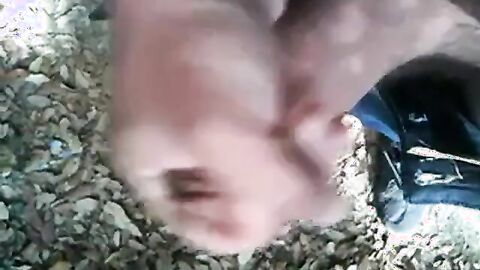 Bearded Man Masturbating Outdoors