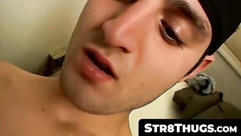 Str8Thugs.com - Straight thug Aaron shows off and strokes his hard cock in solo play
