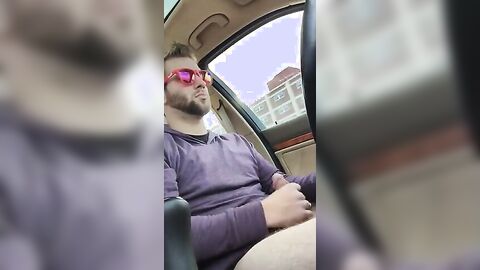 Big-Cock Hunks Play in the Car