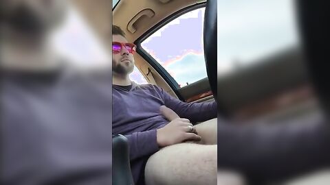 Big-Cock Hunks Play in the Car
