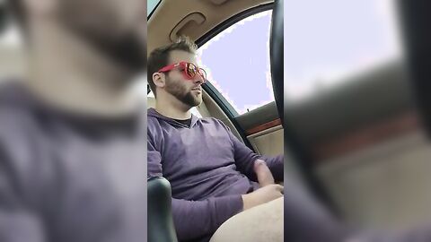 Big-Cock Hunks Play in the Car