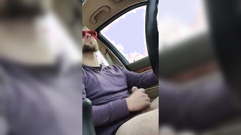 Big-Cock Hunks Play in the Car
