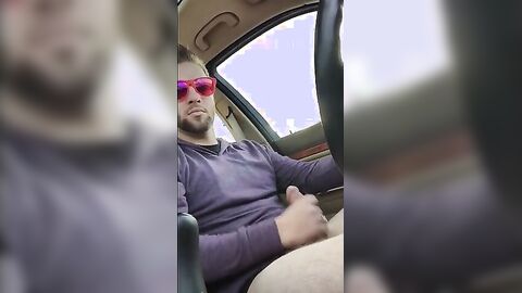 Big-Cock Hunks Play in the Car
