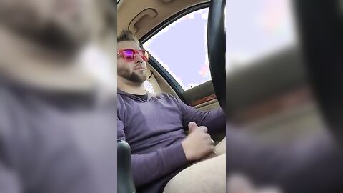 Big-Cock Hunks Play in the Car