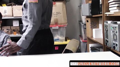 SayUncleNetwork.com - Ebony security guard punished with bareback by hung superior