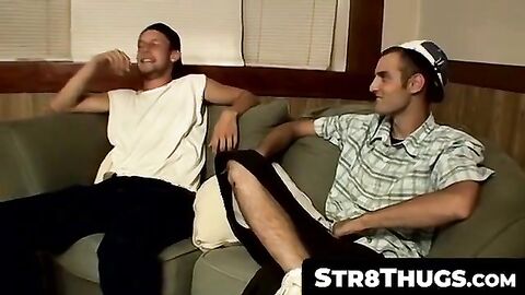 Str8Thugs.com - Straight thugs get off and shoot cum loads from their balls in group