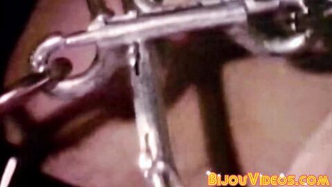 Bearded vintage homo strokes his dick then swallows an awesome cock