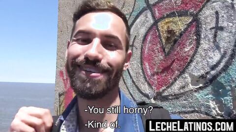 Latino straight with a beard riding the cock and taking the cum
