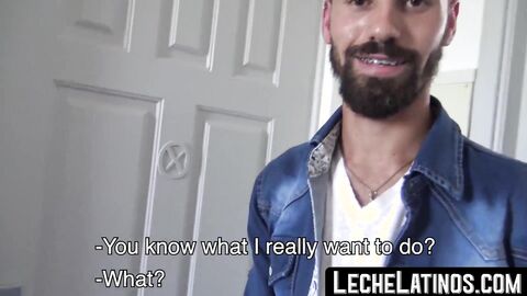 Latino straight with a beard riding the cock and taking the cum