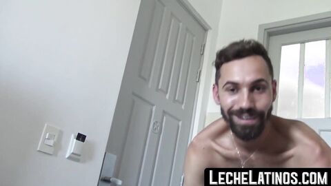 Latino straight with a beard riding the cock and taking the cum