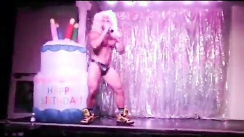 Muscular Bear Stripper with a Huge Cock