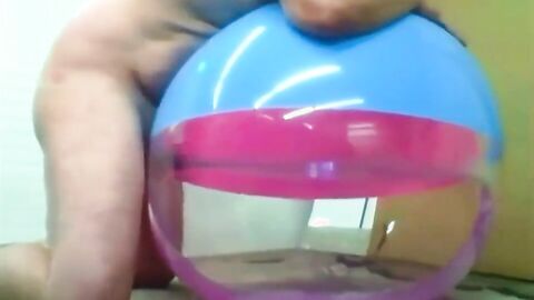 Daddy Plays with Inflatable Beach Ball Sex Toy