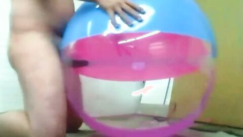 Daddy Plays with Inflatable Beach Ball Sex Toy