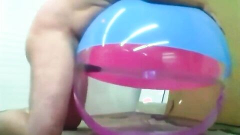 Daddy Plays with Inflatable Beach Ball Sex Toy