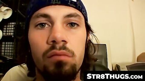 Str8Thugs.com - Hunky and horny straight thug stroking his juicy man tool in solo ses