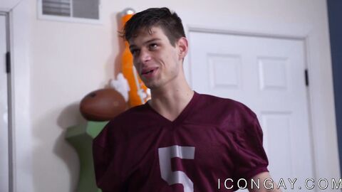 Amazing young gay takes care of his rivals injury and cock