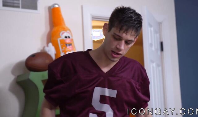 Amazing young gay takes care of his rivals injury and cock