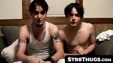 Str8Thugs.com - Horny straight thugs Axel and Billy love beating their meat in duo pl