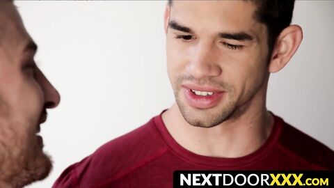 NextDoorXXX.com - Cute bearded guy double penetrated by big jock dicks