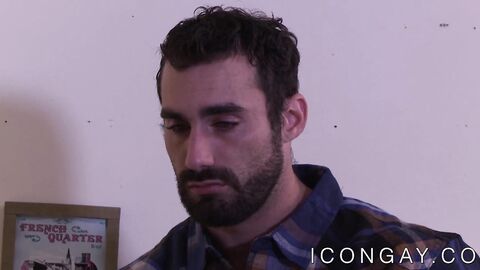 Homosexual guy cock stroked and butt fucked by a hairy hunk