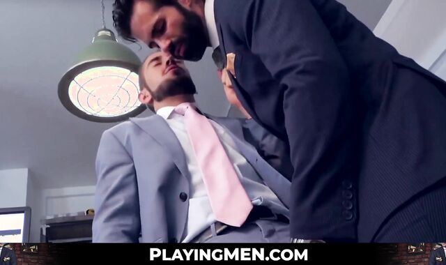 PlayingMen.com - Sexy businessman fucked by slick young partner's relentless pounding