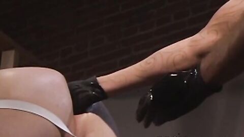 Steve rests on his back as Daxx stretches his sloppy hole with his greasy, ungloved h