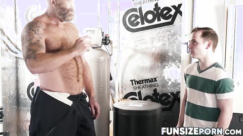 FunsizePorn.com - Hairy jock Cain Marko and petite twink Danny Wilcoxx engages in har