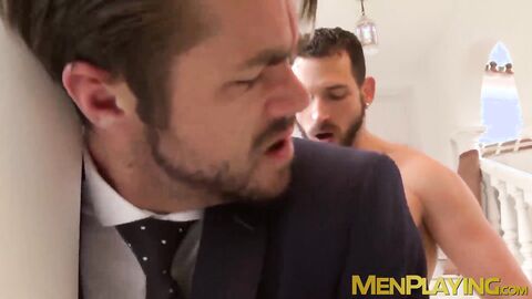 Horny hunk Mike De Marko deepthroats rock hard cock at work