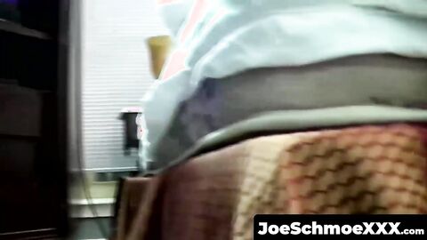 JoeSchmoeXXX.com - Handsome amateur curly haired dude jerks off his big thick cock